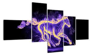 Abstraktní obraz hořícího koně (150x85cm)