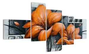 Obraz oranžové květiny (150x85cm)