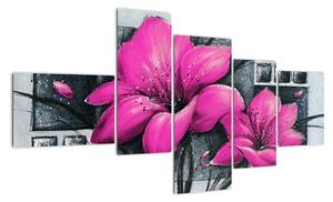 Obraz růžové květiny (150x85cm)