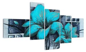 Obraz modré květiny (150x85cm)