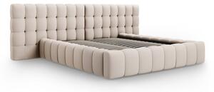 Béžová čalouněná dvoulůžková postel s úložným prostorem a roštem 180x200 cm Mamaia – Micadoni Home