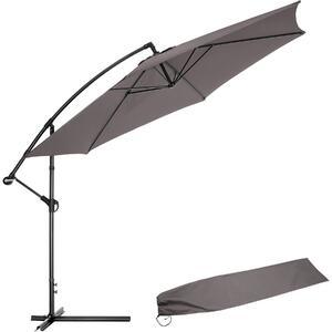 Tectake Slunečník s boční nohou 350 cm, s obalem - šedá