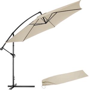 Tectake Slunečník s boční nohou 350 cm, s obalem - béžová