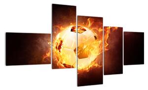 Obraz hořícího fotbalového míče (150x85cm)