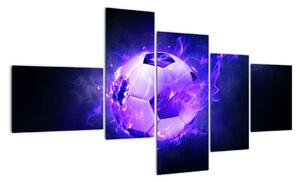 Hořící fotbalový míč - obraz (150x85cm)