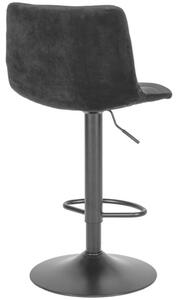 Nordic Living Černá sametová barová židle Nellie 63-83 cm
