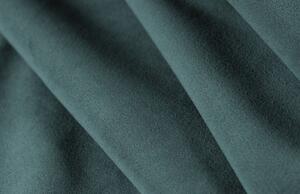 Tyrkysově modrá sametová rozkládací pohovka MICADONI SPINEL 236 cm s černou podnoží