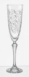 Crystalex - Bohemia Crystal Sklenice na šampaňské Elisabeth Leaves 200 ml, 6 ks