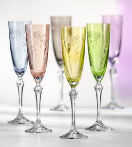 Crystalex - Bohemia Crystal Sklenice na šampaňské Elisabeth Floral 200 ml, 6 ks (mix barev)