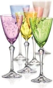 Crystalex - Bohemia Crystal Sklenice na bílé víno Elisabeth Floral 250 ml, 6 ks (mix barev)