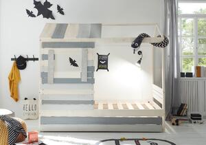 Domečková postel KERY béžová/šedá, 90x200 cm