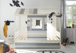 Domečková postel KERY béžová/šedá, 90x200 cm