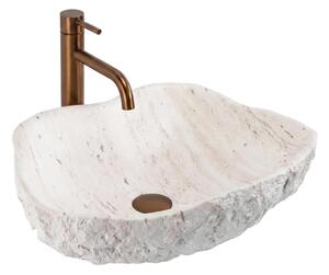 REA-U0642 - Umyvadlo na desku ISLA 37x49 cm bílá/béžová/imitace kamene