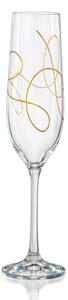 Crystalex - Bohemia Crystal Sklenice na šampaňské Viola String gold 190 ml, 2 ks