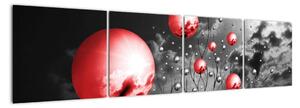 Abstraktní obraz - červené koule (160x40cm)