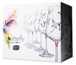 Crystalex - Bohemia Crystal Sklenice na víno Sandra Butterfly 350 ml, 6 ks (mix barev)