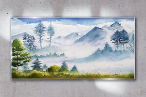 Obraz na skle Obraz na skle Krajina hory stromů