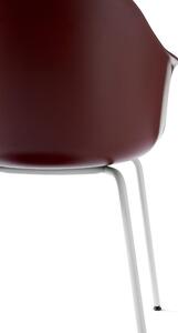 Vínově červená plastová jídelní židle AUDO HARBOUR s bílou podnoží