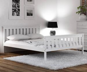 AMI nábytek Bílá dřevěná borovice postel Naxter 120x200