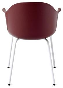 Vínově červená plastová jídelní židle AUDO HARBOUR s bílou podnoží