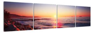 Moderní obraz - západ slunce nad mořem (160x40cm)