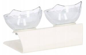 Sada misek se stojanem 2x13 cm pro psa / kočku bílá SPRINGOS
