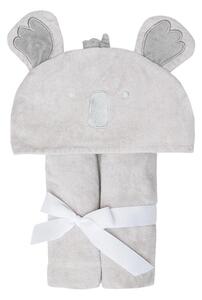 Dětská osuška VELUR s kapucí koala světle šedá dětská osuška