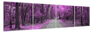 Moderní obraz - fialový les (160x40cm)
