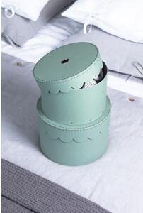 Kartonové úložné boxy s víkem v mentolové barvě v sadě 2 ks ø 26x17,5 cm Wilma – Bigso Box of Sweden