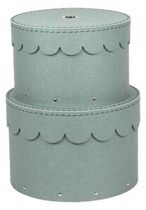 Kartonové úložné boxy s víkem v mentolové barvě v sadě 2 ks ø 26x17,5 cm Wilma – Bigso Box of Sweden