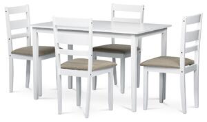 Jídelní set z masivu se 4 židlemi, 120 x 75 x 75 cm, bílá