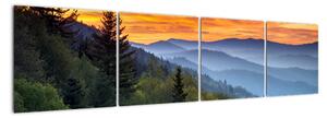 Obraz horské krajiny při západu slunce (160x40cm)