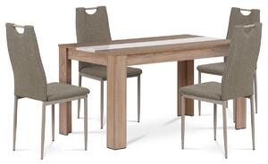 Jídelní set MDF se 4 židlemi, 138 x 80 x 75 cm, dub Sonoma