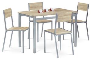 Jídelní set HARVEY se 4 židlemi, 110 x 70 x 77 cm, dub Sonoma