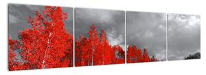 Červený les - moderní obraz (160x40cm)