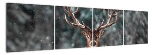 Obraz - jelen v zimě (160x40cm)