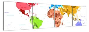 Obraz - barevná mapa světa (160x40cm)