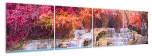 Obraz vodopádu a barevné přírody (160x40cm)