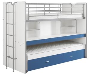 Modro bílá patrová postel se stolkem Vipack Bonny 200 x 90 cm