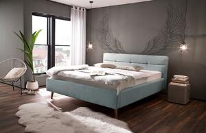 Ledově modrá látková dvoulůžková postel Meise Möbel Lotte 160 x 200 cm s úložným prostorem
