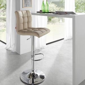 Béžová koženková barová židle Kave Home Crema 60-81 cm