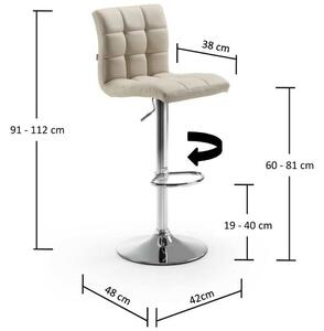 Béžová koženková barová židle Kave Home Crema 60-81 cm