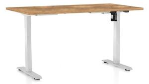 Výškově nastavitelný stůl OfficeTech A, 120 x 80 cm, bílá podnož, dub zlatý