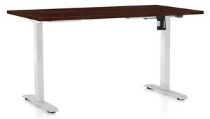 Výškově nastavitelný stůl OfficeTech A, 140 x 80 cm, bílá podnož, wenge