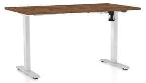 Výškově nastavitelný stůl OfficeTech A, 120 x 80 cm, bílá podnož, dub silverjack