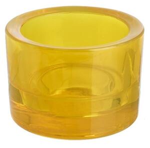 Svícen sklo 57x83mm žlutý na mal./velkou čajovou svíčku