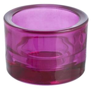 Svícen sklo 57x83 tmavě růžová na mal./velkou čajovou svíčku