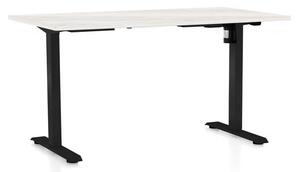 Výškově nastavitelný stůl OfficeTech A, 120 x 80 cm, černá podnož, bílý jasan