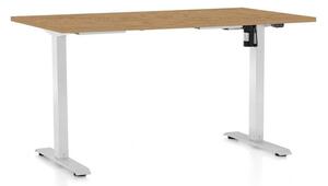 Výškově nastavitelný stůl OfficeTech A, 120 x 80 cm, bílá podnož, dub kamenný