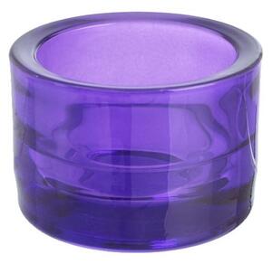 Svícen sklo 57x83 fialový na mal./velkou čajovou svíčku